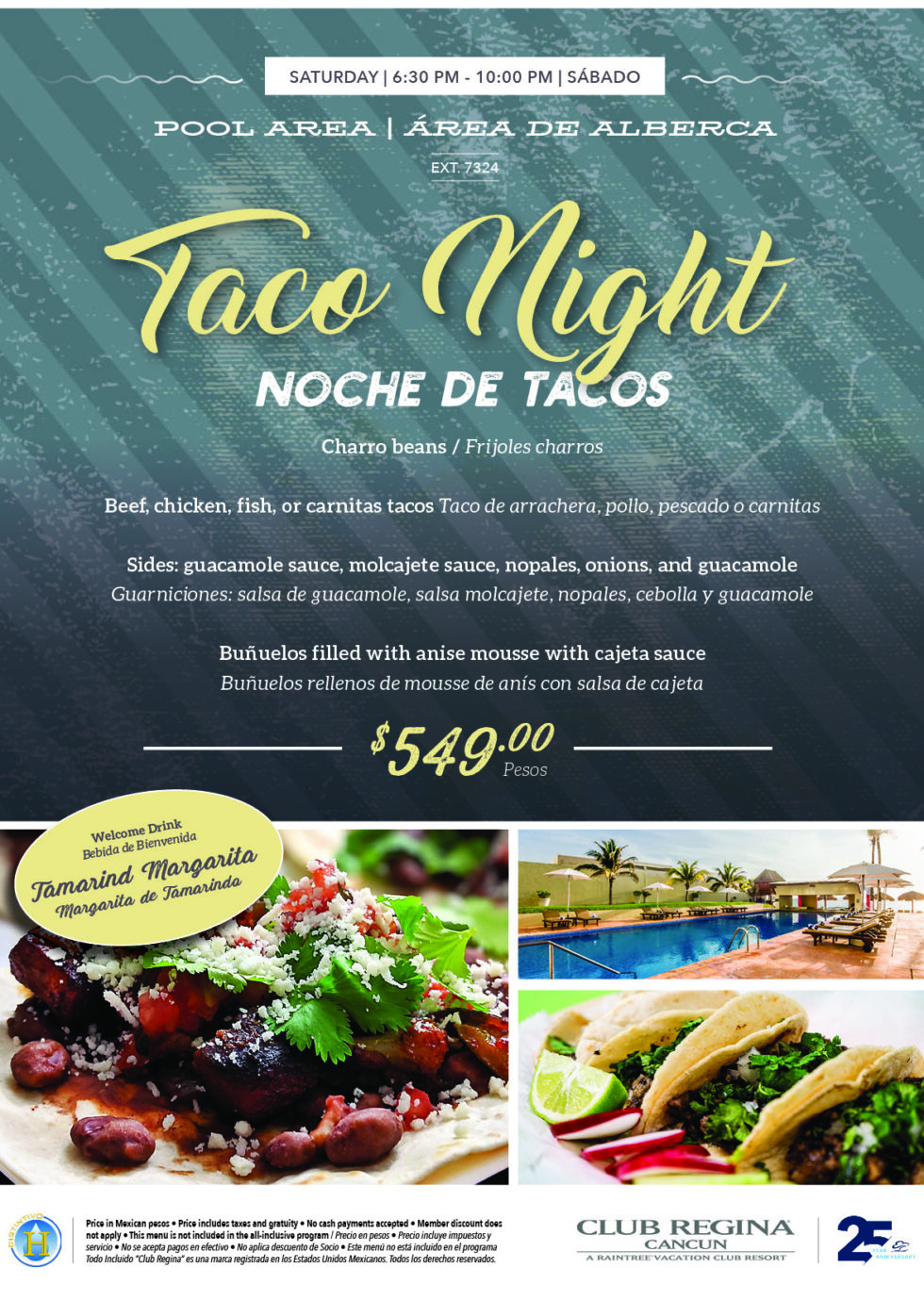 All menus – CLUB REGINA CANCUN